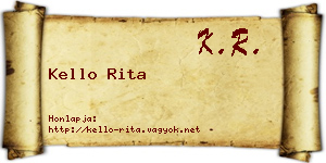 Kello Rita névjegykártya